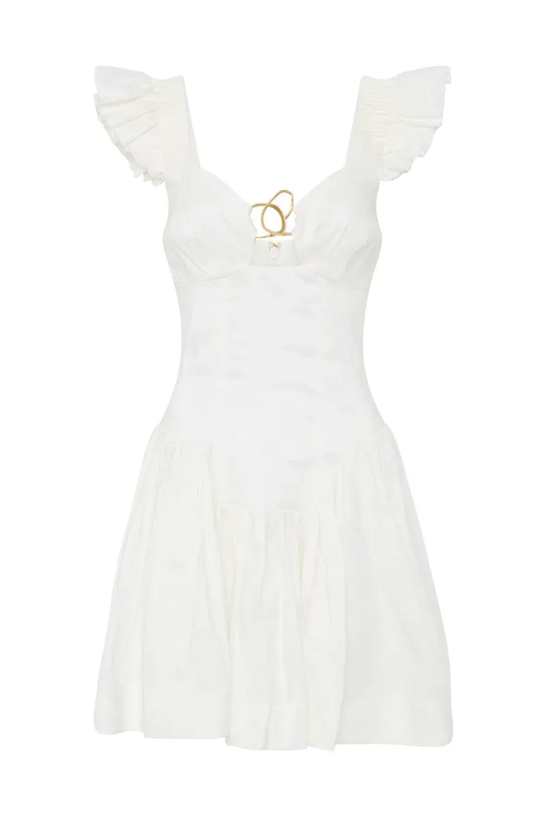 AJE Simone Frill Sleeve Mini Dress Ivory Size 8 (Altered to Size 6) for rent on The Volte - main image