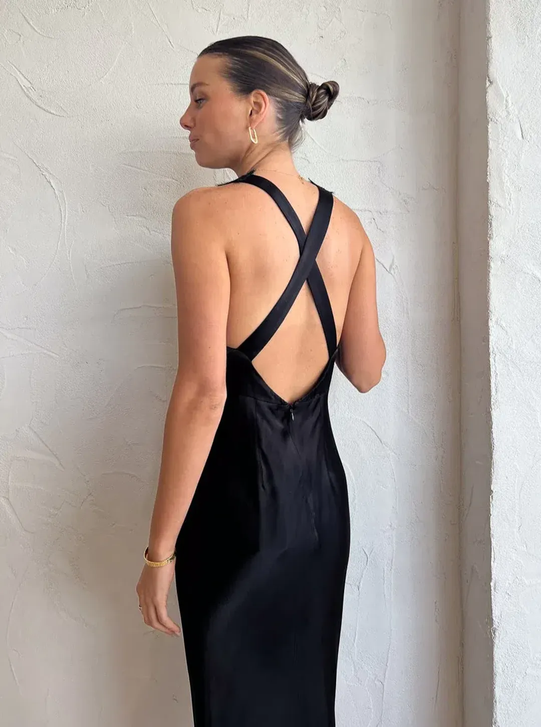 Shona Joy Camille Lace Cross Back Midi Dress Black Size 6 for rent on The Volte - main image