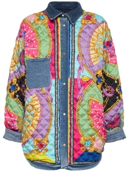 Versace Oversized Patchwork Cotton Denim Shirt Size 8 for rent on The Volte - image 3