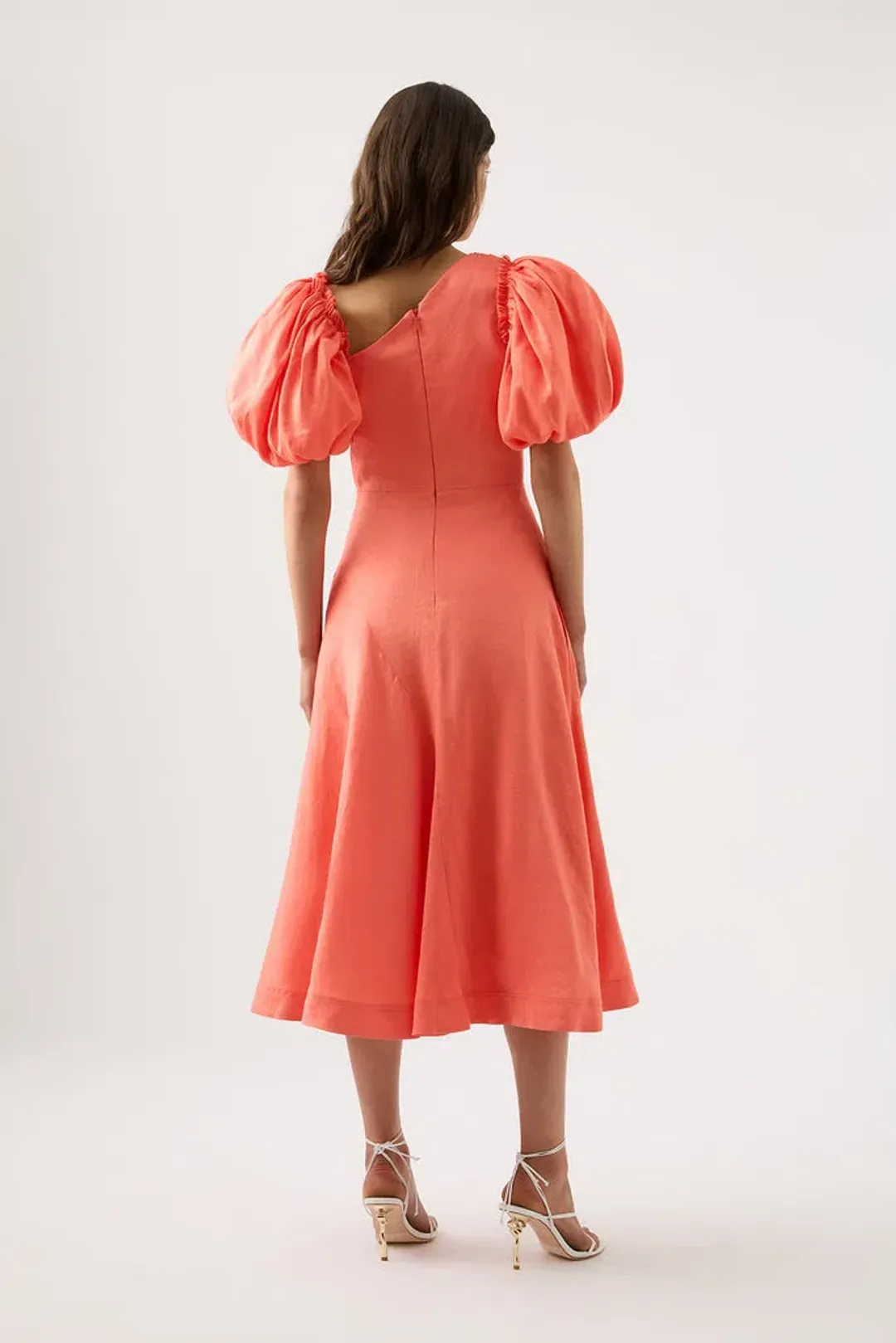 Aje Maia Off Shoulder Midi Dress Coral Size 8 for rent on The Volte - main image