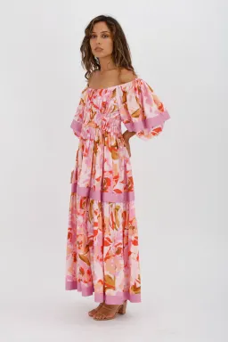 Acler Wayland Short Sleeve Printed Midi Dress Pink Floral Size 8 for rent on The Volte - image 7