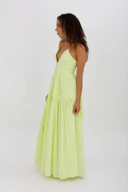 Aje Grace Tiered Midi Dress Pastel Yellow Green Size 10 for rent on The Volte - image 10