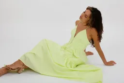 Aje Grace Tiered Midi Dress Pastel Yellow Green Size 10 for rent on The Volte - image 8