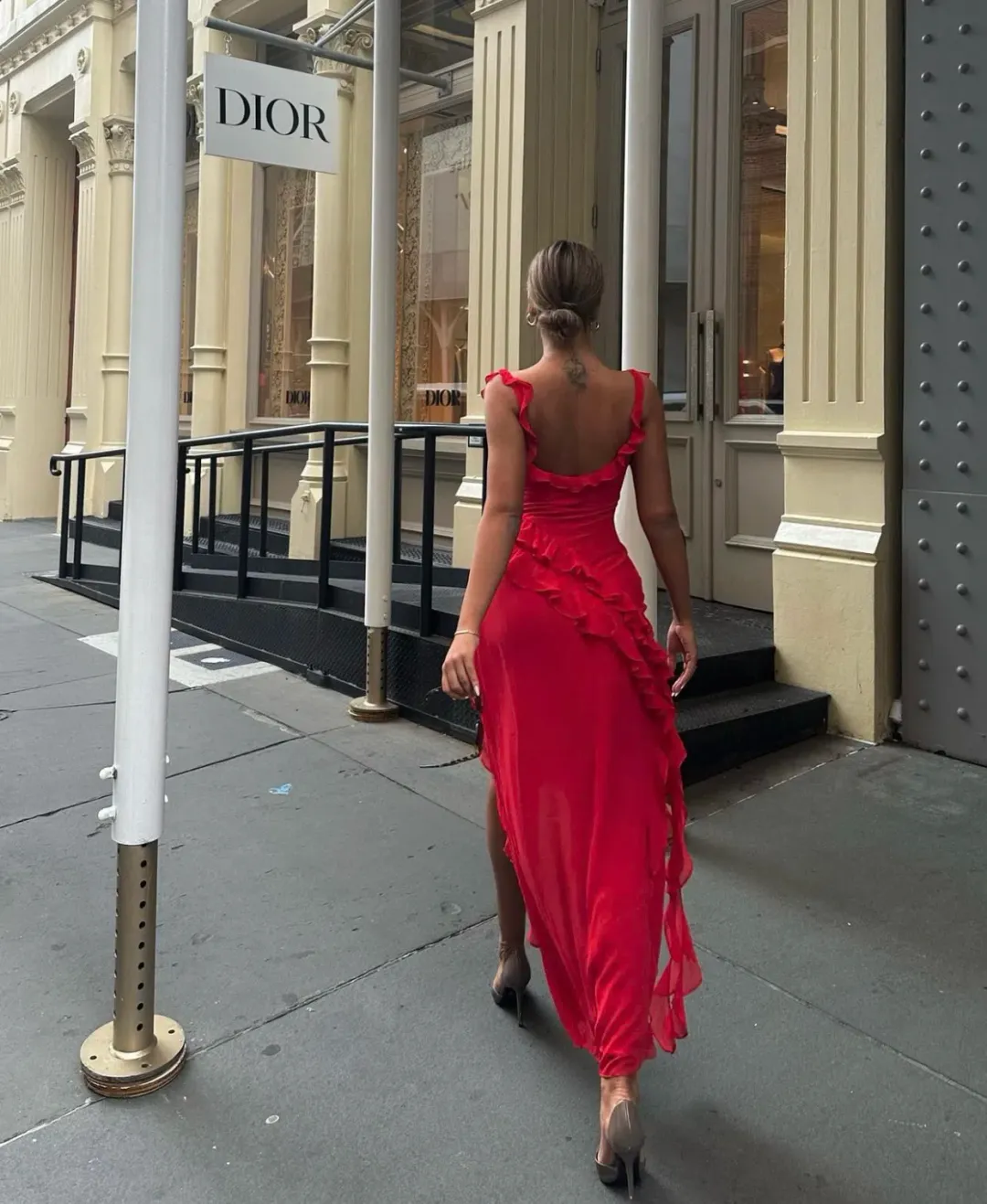 House of CB Ariela Ruffle Dress Cherry Size 8 for rent on The Volte - main image