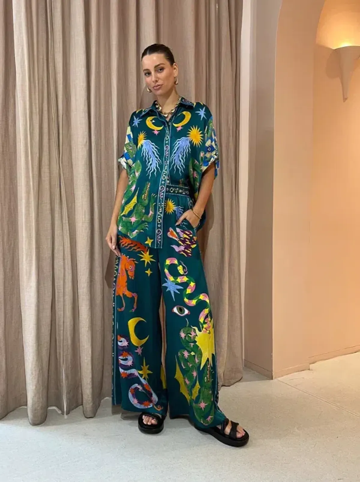 Alemais Guardian Oversized Shirt and Pant Set Multi Size 10/12 for rent on The Volte - main image