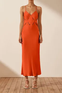 Shona Joy Milo Cut Out Slit Midi Dress Hibiscus Size 4 / XXS for rent on The Volte - image 1