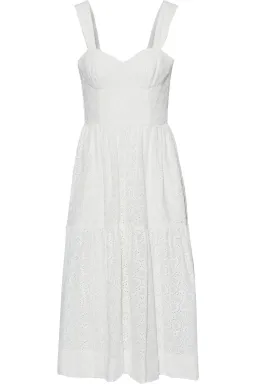 Rebecca Vallance Valentina Broderie Anglaise Cotton Midi Dress Ivory Size AU 6 for rent on The Volte - image 3