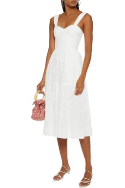 Rebecca Vallance Valentina Broderie Anglaise Cotton Midi Dress Ivory Size AU 6 for rent on The Volte - image 1