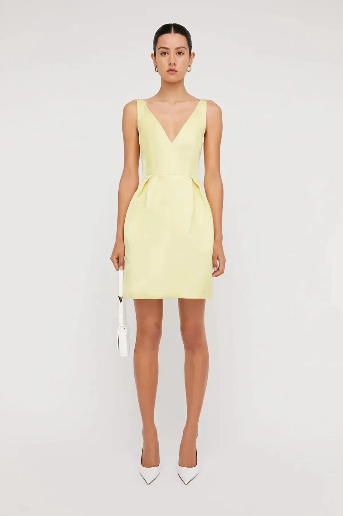 Scanlan Theodore Satin Mini Dress Yellow Size AU 12 for rent on The Volte - main image