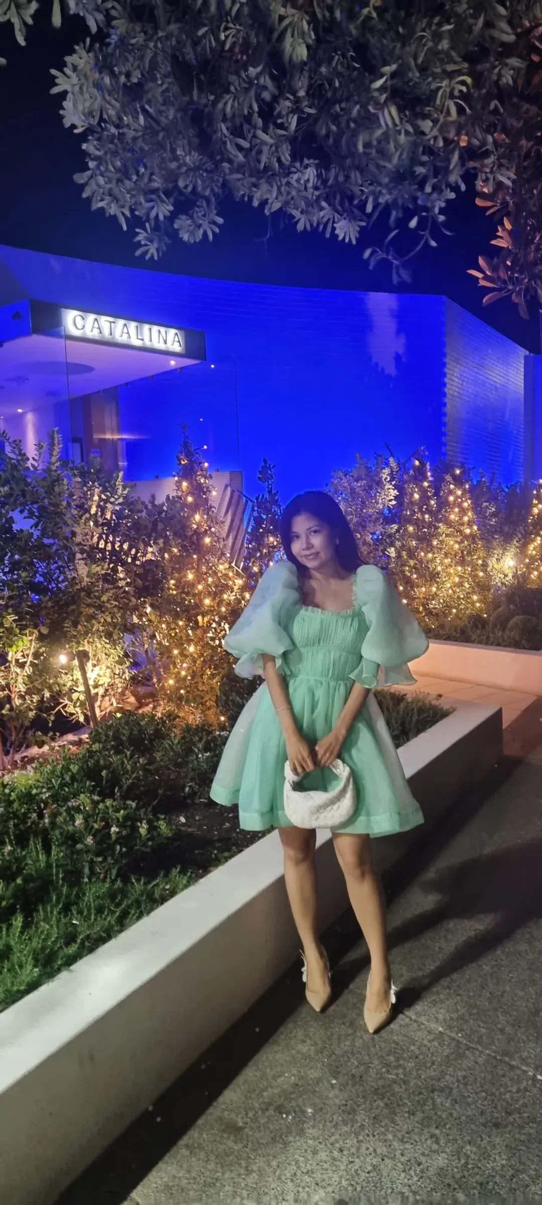 Aje Astrid Tie Back Dress Marine Green Size AU 8 for rent on The Volte - main image