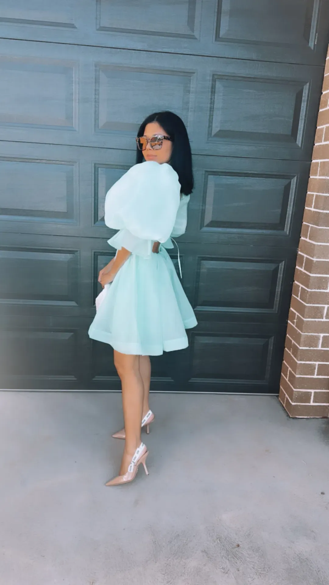 Aje Astrid Tie Back Dress Marine Green Size AU 8 for rent on The Volte - main image