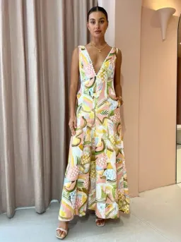 By Nicola Wavy Maxi Dress in Swirl Check Multi Size AU 6 for rent on The Volte - image 1