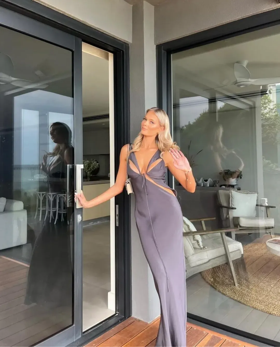 Christopher Esber Triquetra Contoured Tank Dress Grey Size 8 for rent on The Volte - main image