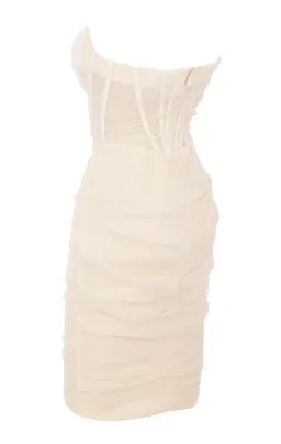 House of CB Leila Strapless Mesh Corset Dress Ivory Size XS/Au 6 for rent on The Volte - image 7