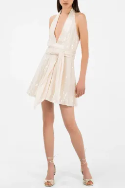 MISHA Embellished Sequin Dress Cream Size 8/S for rent on The Volte - image 1
