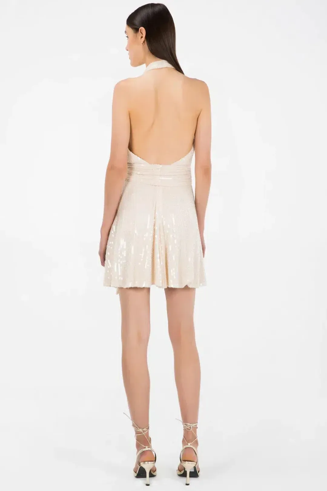 MISHA Embellished Sequin Dress Cream Size 8/S for rent on The Volte - main image
