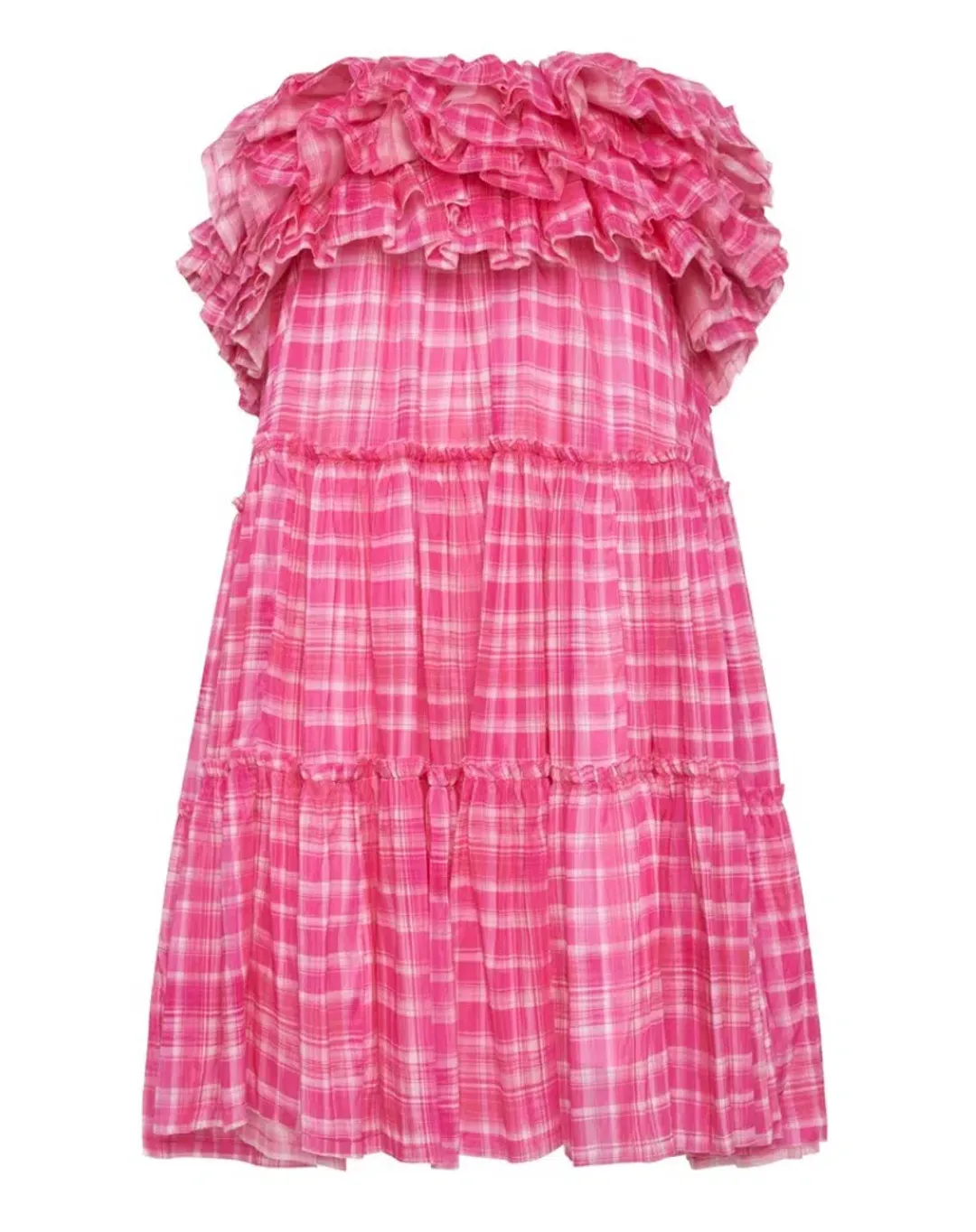 Aje Bungalow Tiered Mini Dress Pink Size 10 for rent on The Volte - main image