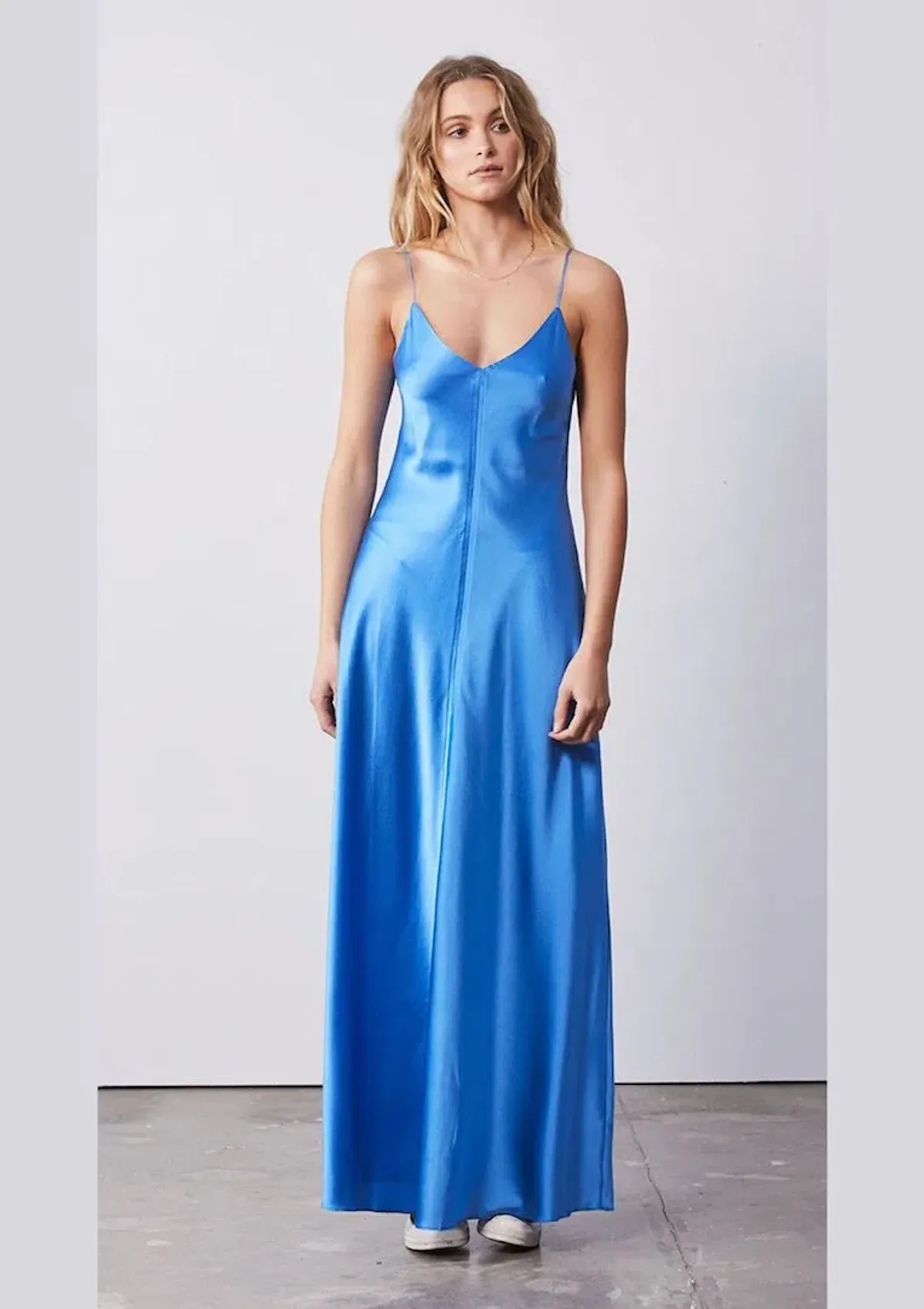 Ena Pelly Clare Silk Slip Long Dress Electric Blue Size S / Au 8 for rent on The Volte - main image