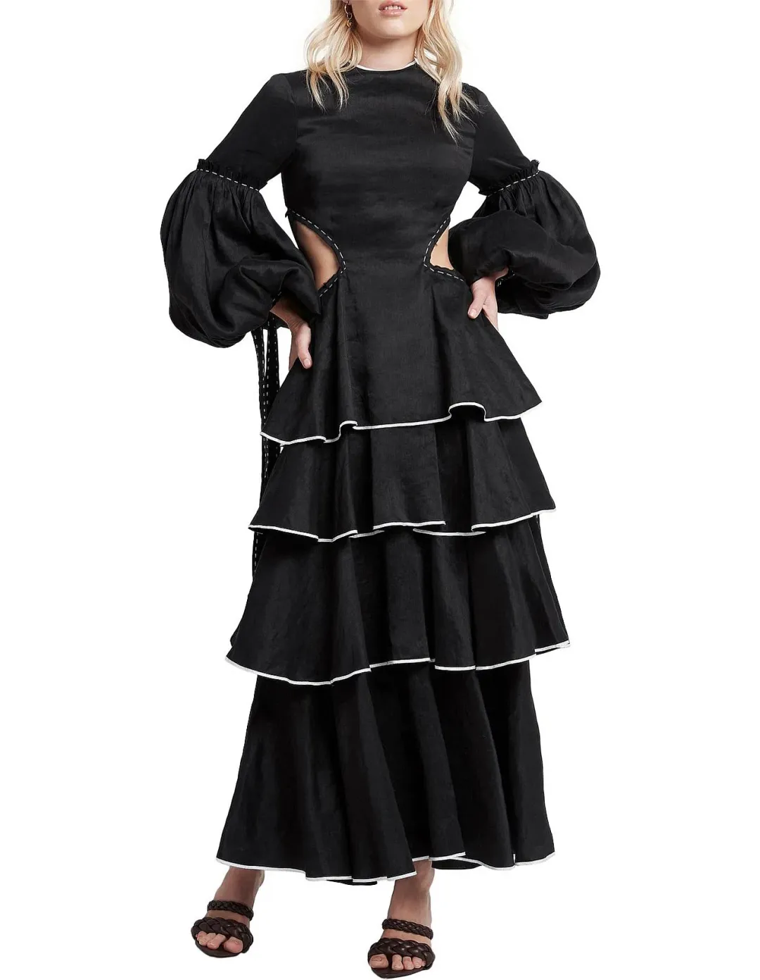 Aje  Gracious Cut Out Dress Black Size 6 for rent on The Volte - main image
