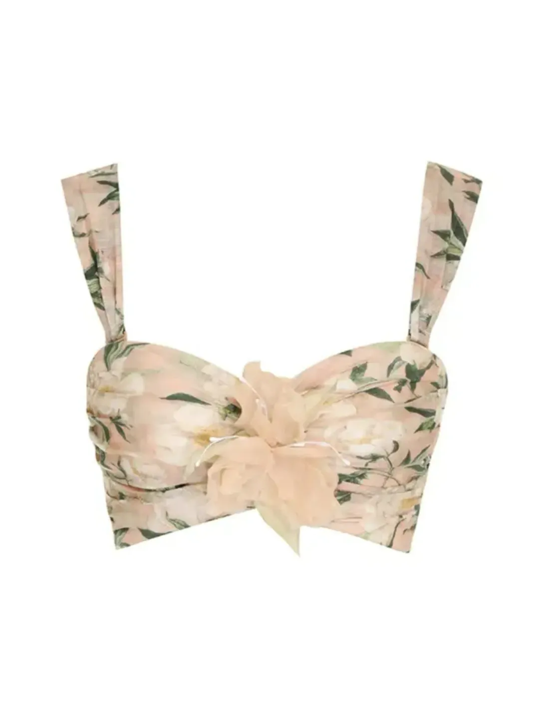 Zimmermann The Coaster Gathered Bra And Maxi Skirt In Blush Garden Floral Size 0 / AU 6 for rent on The Volte - main image