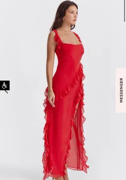House Of Cb Ariela Red Ruffle Backless Dress Cherry In Size S/Au 8 for rent on The Volte - image 8