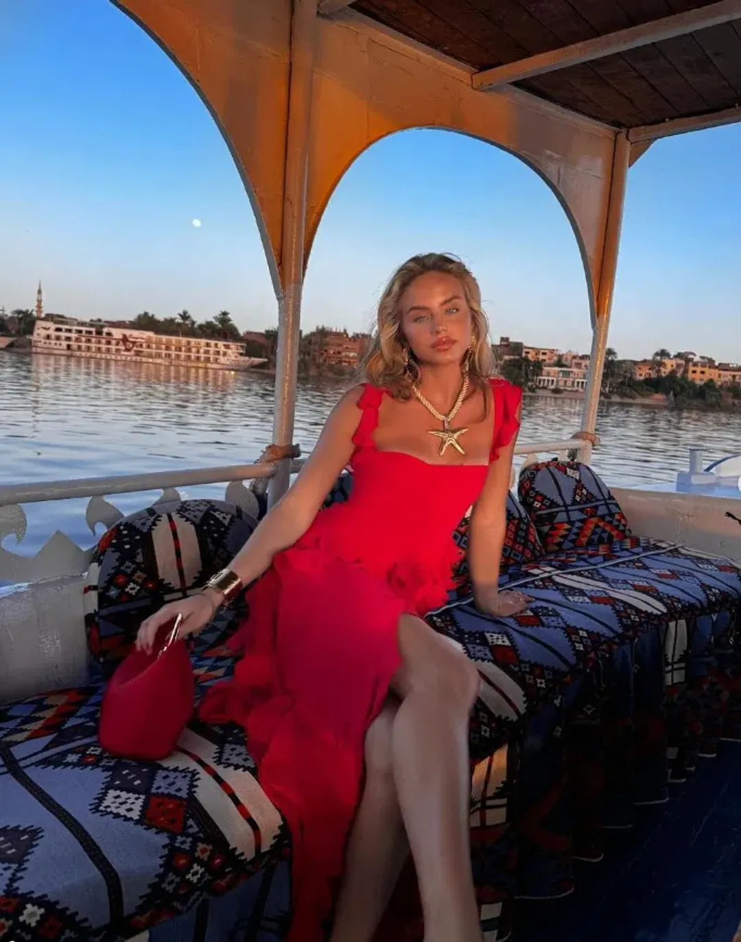 House Of Cb Ariela Red Ruffle Backless Dress Cherry In Size S/Au 8 for rent on The Volte - main image