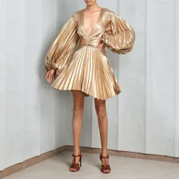 Acler Geneva Mini Dress Metallic Gold Size 8 for rent on The Volte - image 1