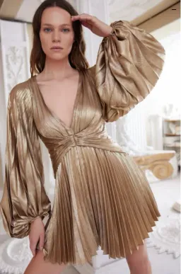 Acler Geneva Mini Dress Metallic Gold Size 8 for rent on The Volte - image 4