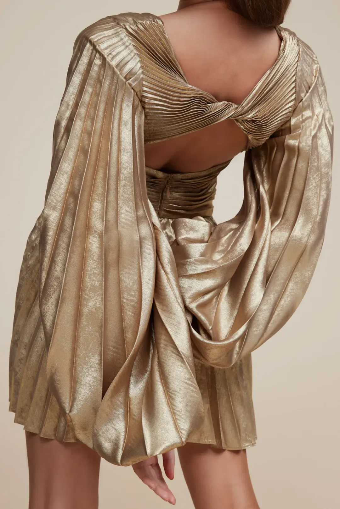 Acler Geneva Mini Dress Metallic Gold Size 6 for rent on The Volte - main image