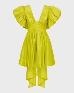 Aje Gretta Bow Back Puff Sleeve Mini Dress Green Size 10 for rent on The Volte - image 5
