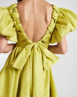 Aje Gretta Bow Back Puff Sleeve Mini Dress Green Size 10 for rent on The Volte - image 4