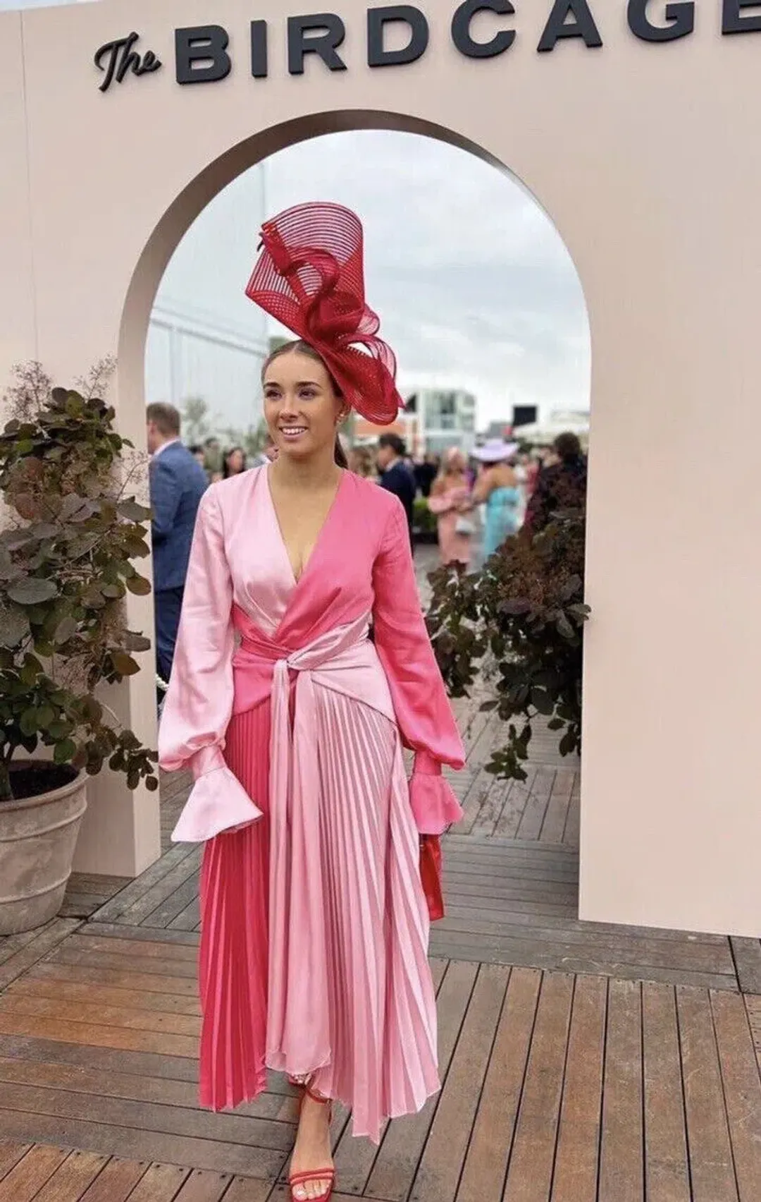 Acler Empire Midi Dress Pink Size 6 for rent on The Volte - main image