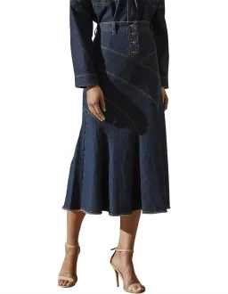 Shona Joy Emerson Contour Denim Midi Skirt Denim Blue Size 10 for rent on The Volte - image 2