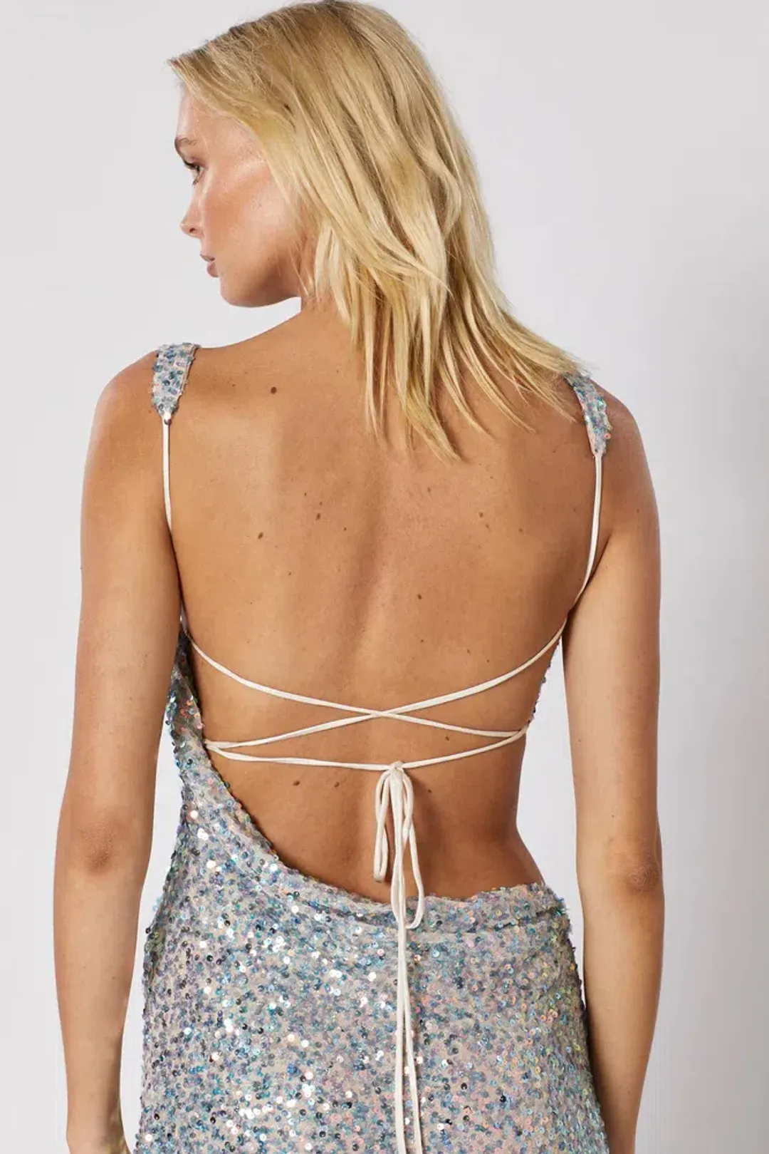 Winona Chroma Tie Back Dress Silver Size AU 10 for rent on The Volte - main image