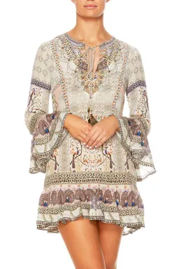 Camilla Frill Hem Long Sleeve Mini Dress Mama Bakshi Print Size 6 for rent on The Volte - image 3