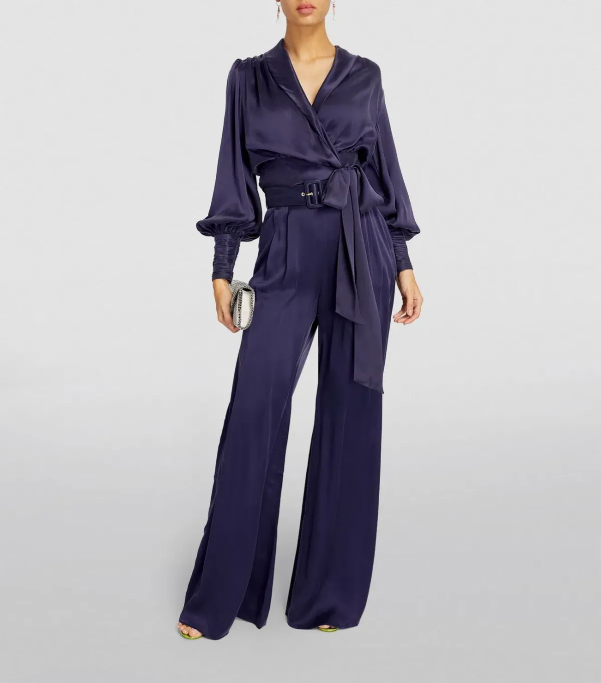 Zimmermann Silk Belted Wide Pants Navy Size 0 / AU 8 for rent on The Volte - main image