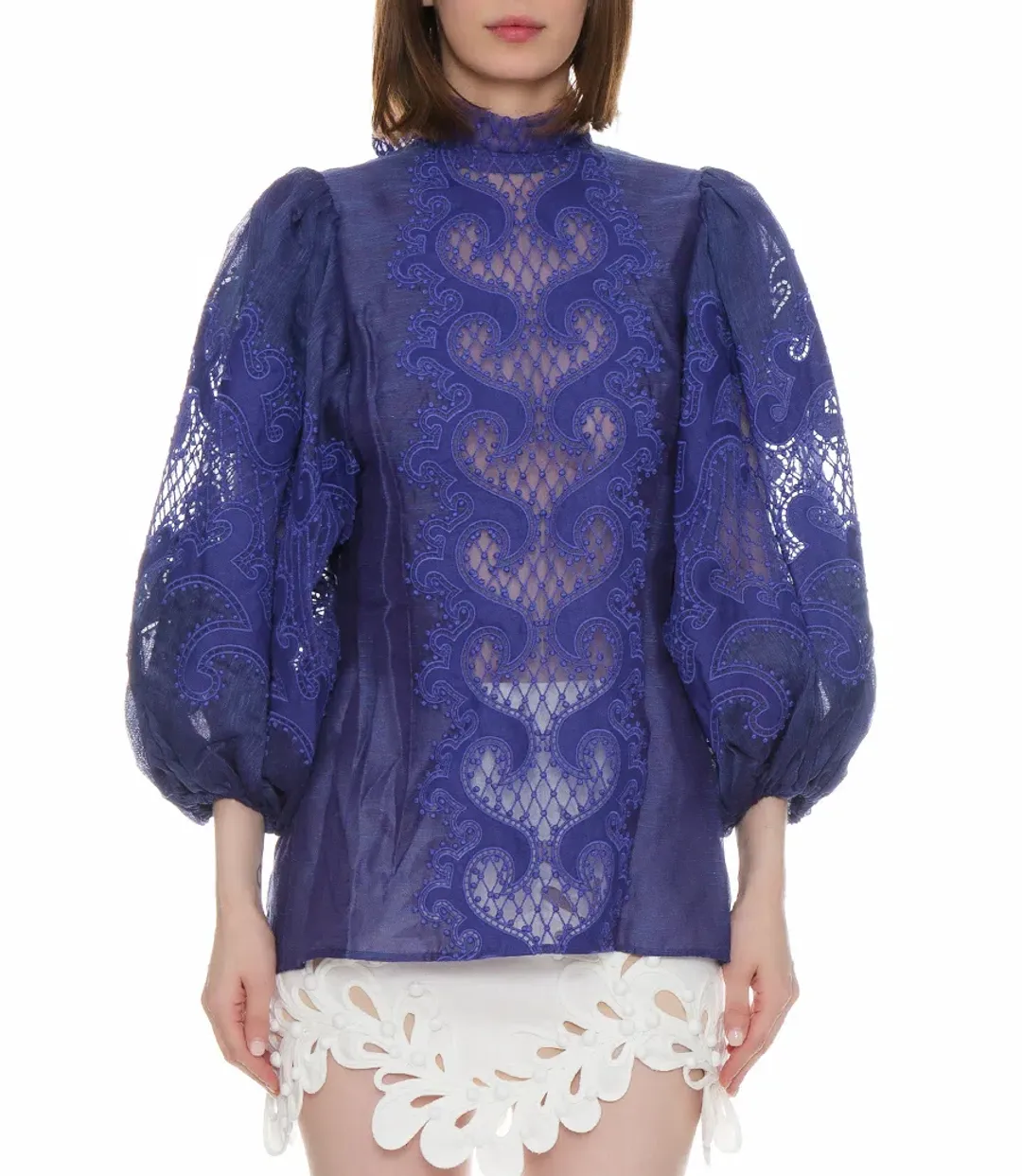 Zimmermann Brightside Knot Blouse Blue Size 0/ AU 8 for rent on The Volte - main image