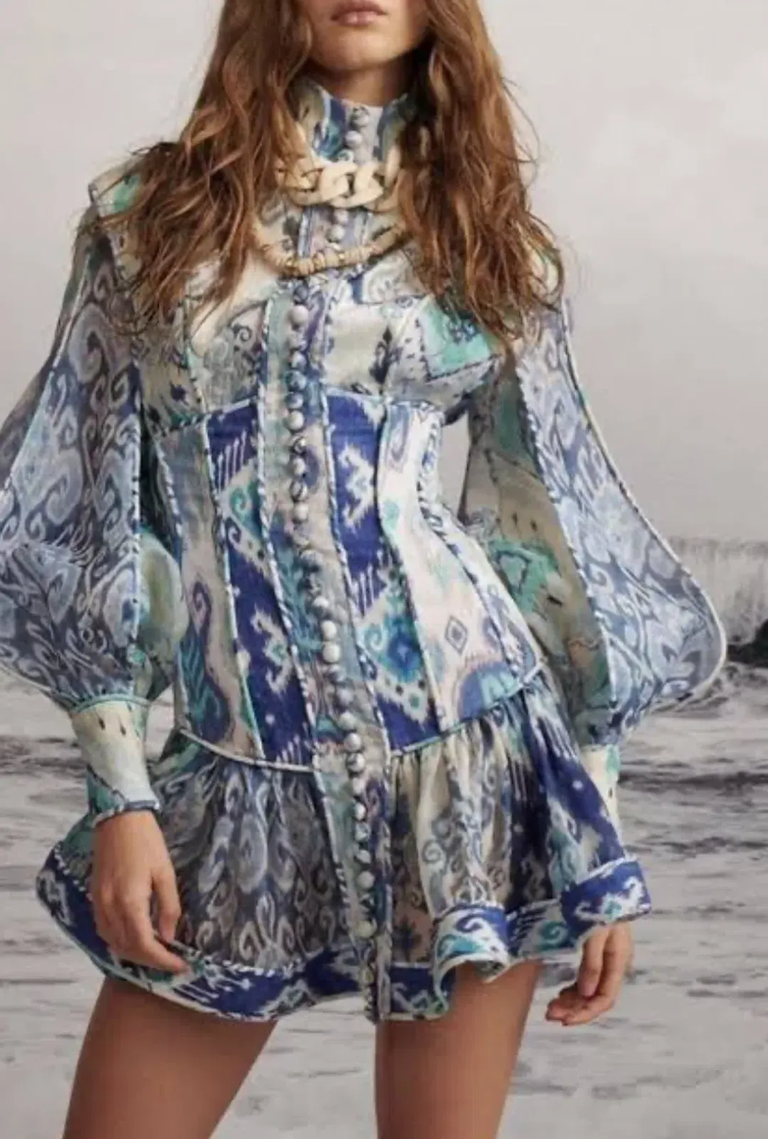 Zimmermann Glassy Long Sleeve Mini Dress Black Size 0 / AU 8 for rent on The Volte - main image