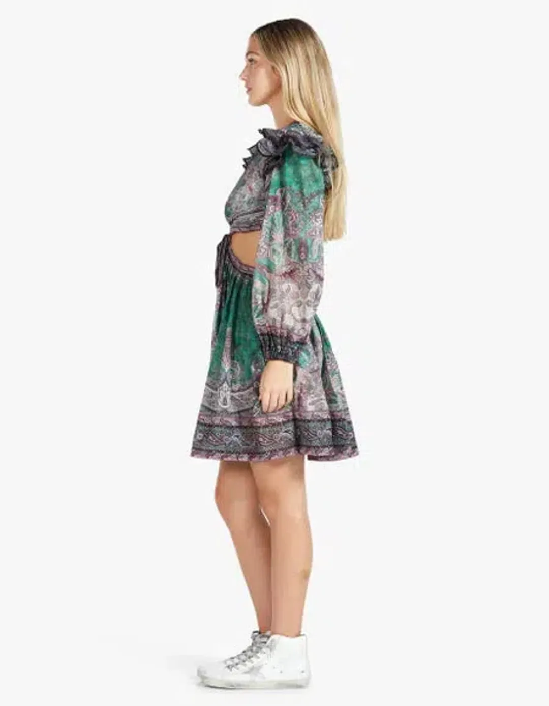 Zimmermann Anneke Ruffle Mini Dress Paisley Print Size 2 / AU 12 for rent on The Volte - main image