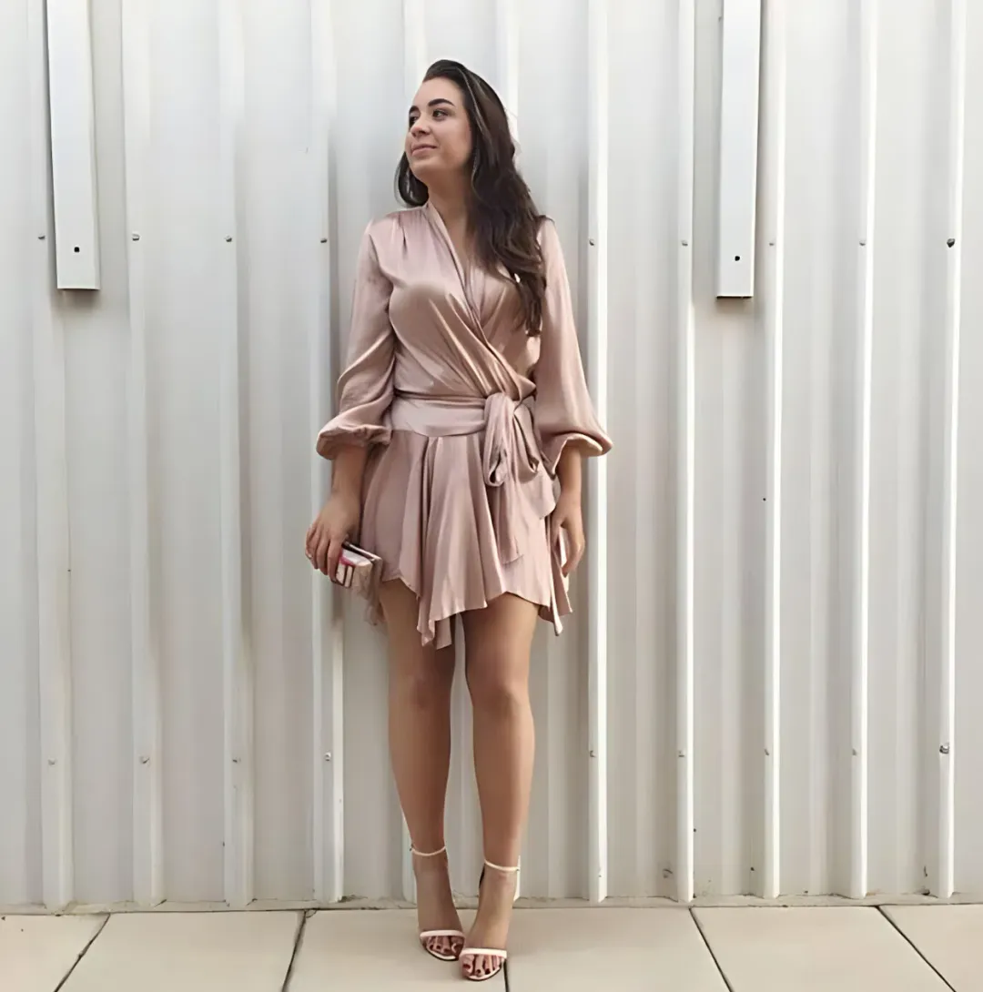 Zimmermann Sueded Wrap Dress Blush Size 1 / AU 10  for rent on The Volte - main image