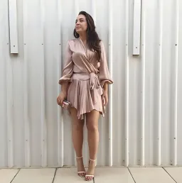 Zimmermann Sueded Wrap Dress Blush Size 1 / AU 10  for rent on The Volte - image 1