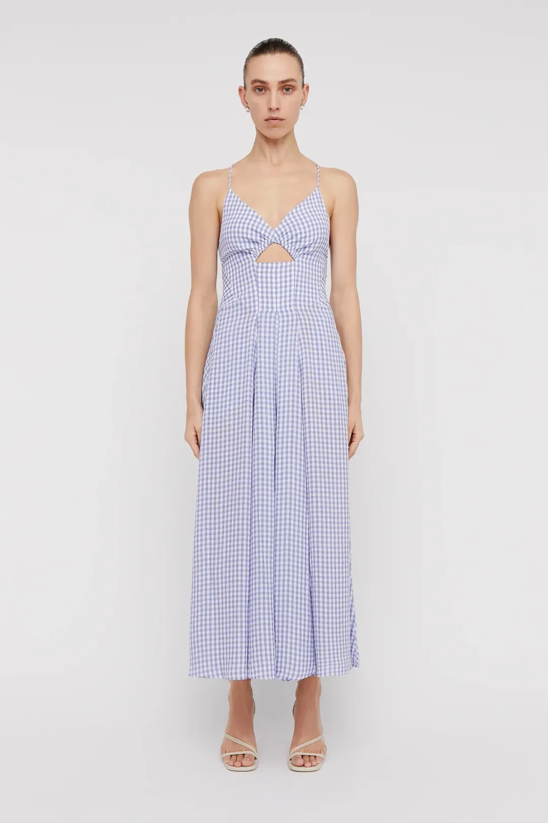 Scanlan Theodore Gingham Strappy Dress Mauve Size 8 for rent on The Volte - main image