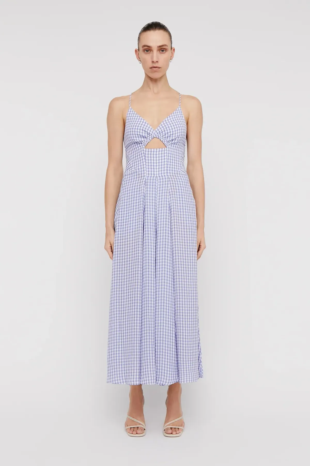Scanlan Theodore Gingham Strappy Dress Mauve Size 8 for rent on The Volte - main image
