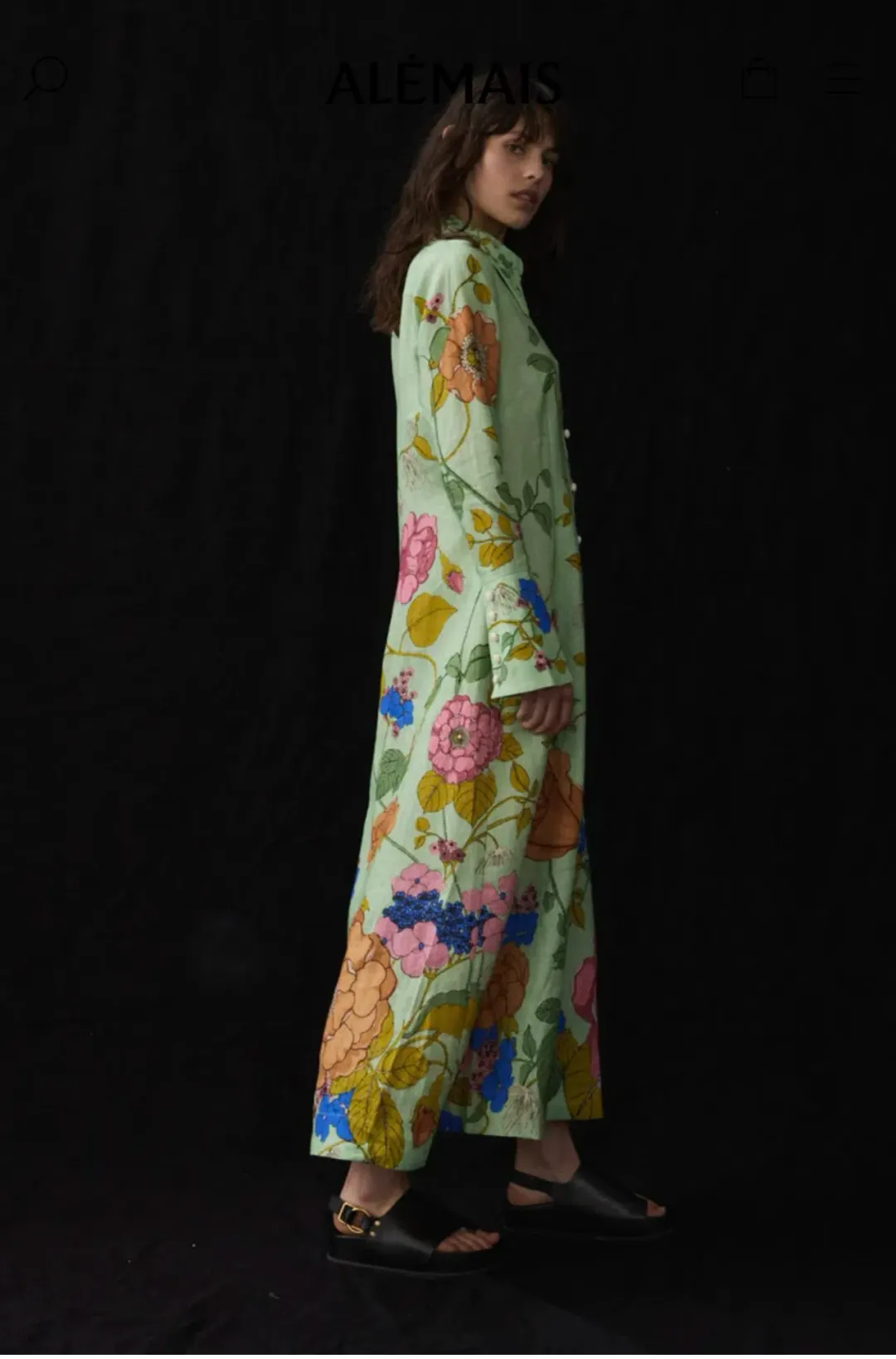 Alemais Olivia Shirt Dress Green Print Size 16 for rent on The Volte - main image