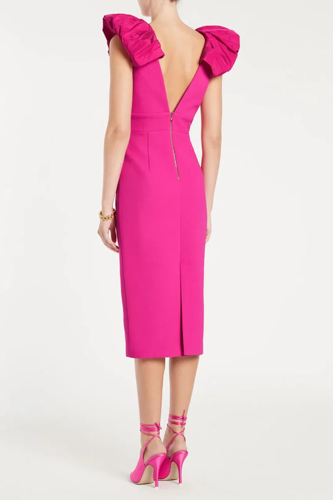 Rebecca Vallance Cupid's Bow Midi Dress Pink Size 8  for rent on The Volte - main image