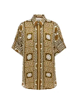 Alemais Dimi Jacquard Shirt and Pants Set Chocolate/Creme Size 10  for rent on The Volte - image 2