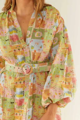 Palm Noosa Noddy Dress Noosa Tiles Print Multi Size AU 10 for rent on The Volte - image 5