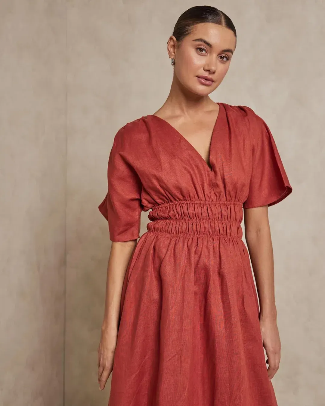 Aere Maxi Dress Burgundy Size AU 8  for rent on The Volte - main image