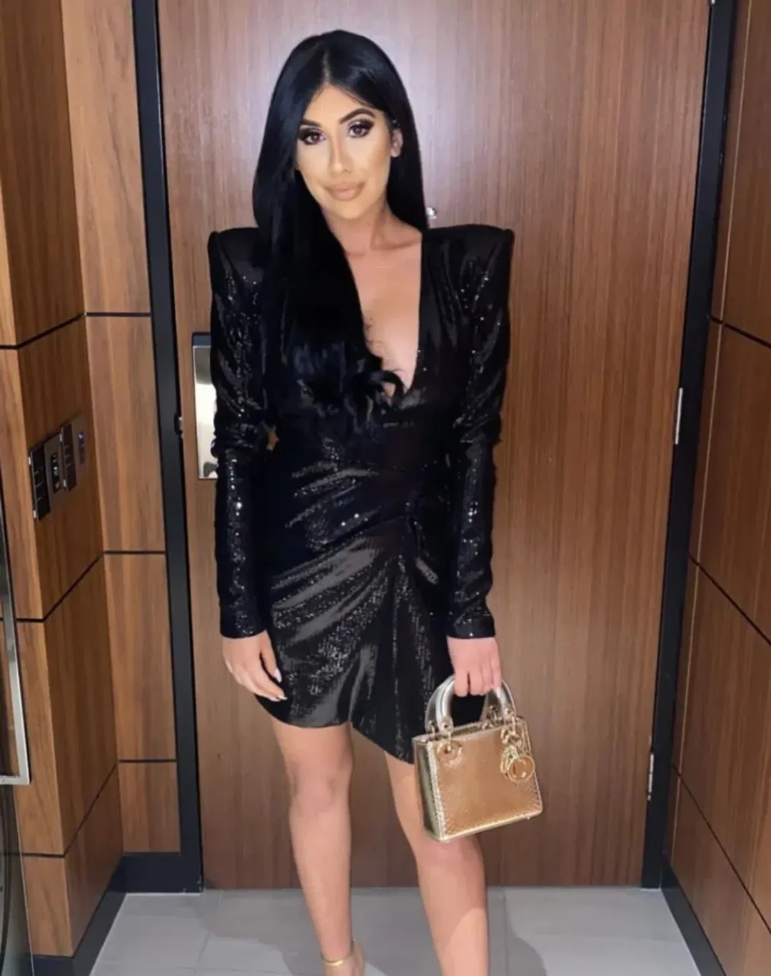 Meraki Sequins Long Sleeve Mini Dress Black Size 8  for rent on The Volte - main image