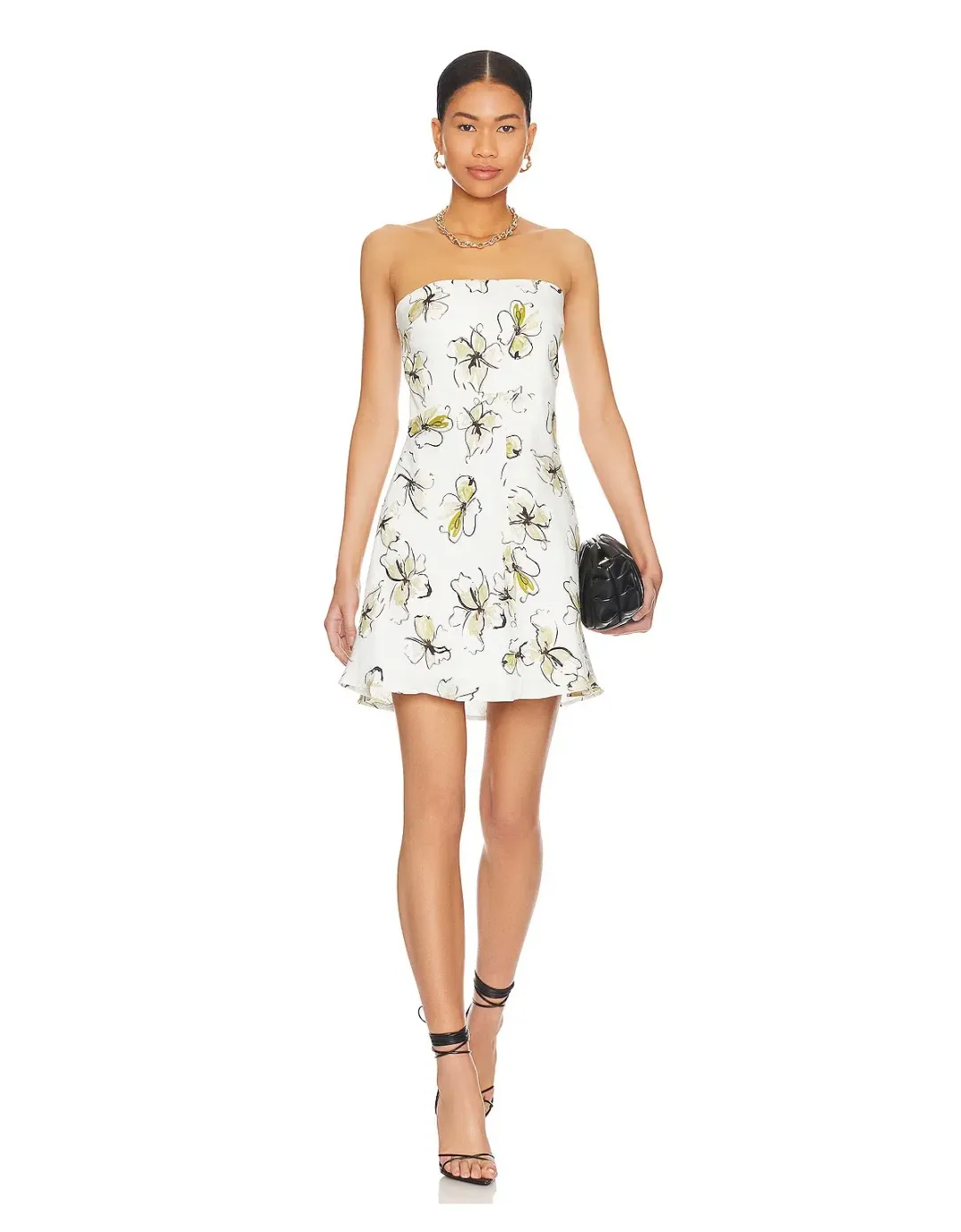 Bec & Bridge Giselle Strapless Mini Dress Ivory Floral Size AU 6 for rent on The Volte - main image